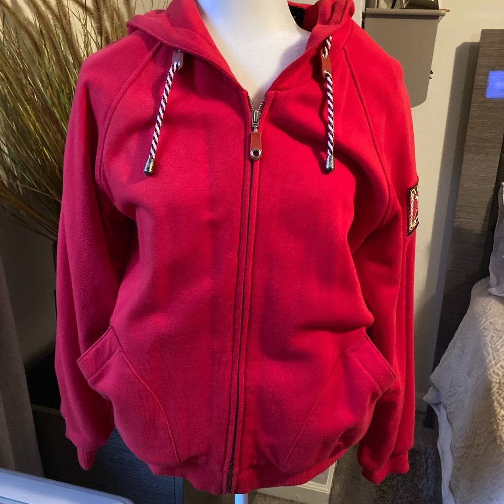 Authentic Escada Sport Red Full Zip Thermal Lined Hoodie